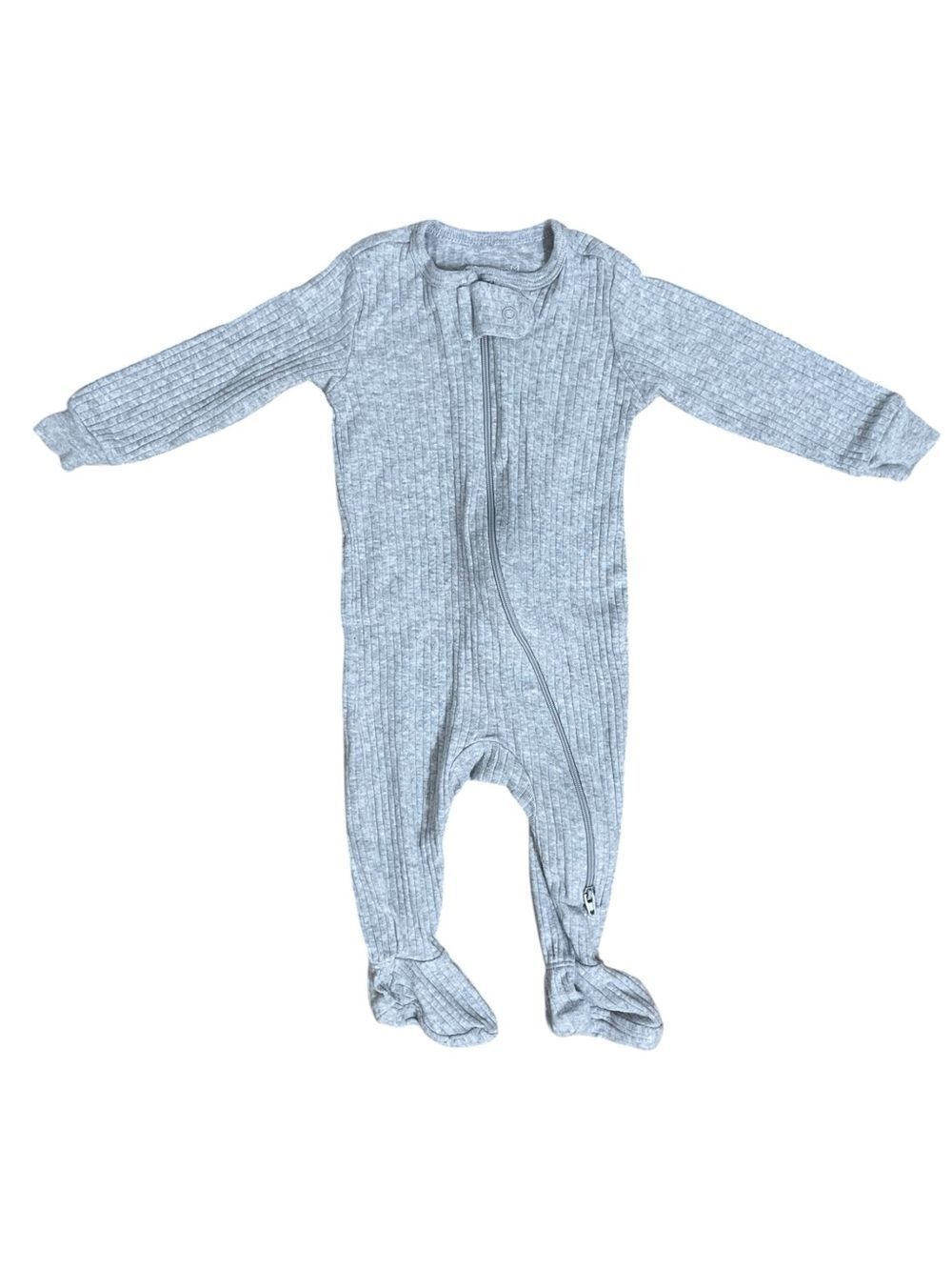 Baby Organic Cotton Sleep & Play Gray 6M Zip Footed Pajamas